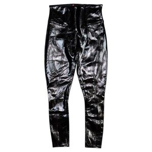 Spanx Faux Patent Leather Leggings Pants Black Women’s Medium Petite High Shine